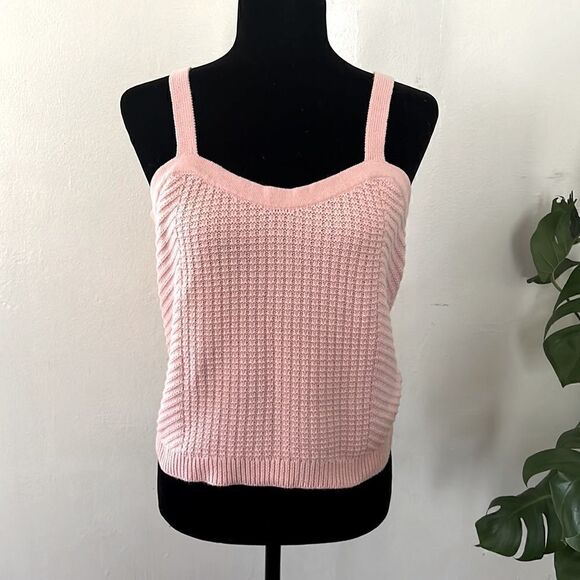 Sandy Liang Womens Sweater NWOT 
Tank Top Crop Knit Pink Sleeveless - Picture 3 of 4